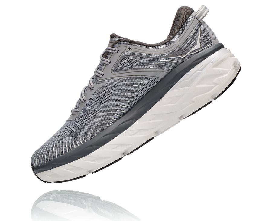 Hoka One One Running Shoes Mens Grey - Bondi 7 - 74953PWZR